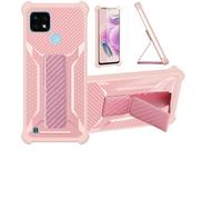 Aroepurt Coque pour Realme C21-Y Coque Étui Case Cover Hybride [avec Protection d'écran en Verre trempé] [Support magnétique Pliable] [givré résistant aux Empreintes digitales] Rosa