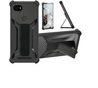 Aroepurt Coque pour Rhino C6 Coque Étui Case Cover Hybride [avec Protection d'écran en Verre trempé] [Support magnétique Pliable] [givré résistant aux Empreintes digitales] Noir