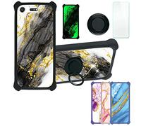 Aroepurt Coque pour Sony Xperia Xz1 Coque Compatible avec Sony Xperia Xz1 Coque Étui [avec Trempé 9H Protection D'écran] Case Support de Bague PC + Silicone JSH-HDL