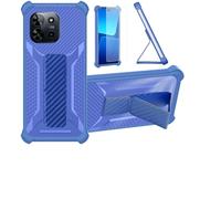 Aroepurt Coque pour SPC Discovery 2 Coque Étui Case Cover Hybride [avec Protection d'écran en Verre trempé] [Support magnétique Pliable] [givré résistant aux Empreintes digitales] Bleu