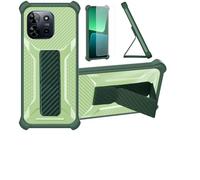 Aroepurt Coque pour SPC Discovery 2 Coque Étui Case Cover Hybride [avec Protection d'écran en Verre trempé] [Support magnétique Pliable] [givré résistant aux Empreintes digitales] Vert