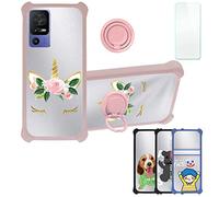 Aroepurt Coque pour TCL 40 Se Coque Compatible avec TCL 40 Se Coque Étui [avec Trempé 9H Protection D'écran] Case Support de Bague PC + Silicone DYF-HJS