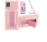 Aroepurt Coque pour TCL 403 Coque Étui Case Cover Hybride [avec Protection d'écran en Verre trempé] [Support magnétique Pliable] [givré résistant aux Empreintes digitales] Rosa
