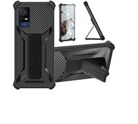 Aroepurt Coque pour TCL 408 Coque Étui Case Cover Hybride [avec Protection d'écran en Verre trempé] [Support magnétique Pliable] [givré résistant aux Empreintes digitales] Noir