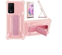 Aroepurt Coque pour TCL 505 Coque Étui Case Cover Hybride [avec Protection d'écran en Verre trempé] [Support magnétique Pliable] [givré résistant aux Empreintes digitales] Rosa