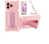 Aroepurt Coque pour UMIDIGI G5 Mecha / A15 A15C Coque Étui Case Cover Hybride [avec Protection d'écran en Verre trempé] [Support magnétique Pliable] [givré résistant aux Empreintes digitales] Rosa