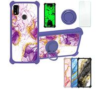Aroepurt Coque pour Zte Blade A51 Coque Compatible avec Zte Blade A51 Coque Étui [avec Trempé 9H Protection D'écran] Case Support de Bague PC + Silicone JSZ-ZDL