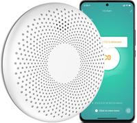 Aroha Smart Connect Détecteur Combiné avec Fumée & Monoxyde de Carbone Connecte - Batterie 10 Ans - Alarme Incendie & CO, WiFi, Tuya & Smartlife
