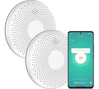 Aroha Smart Connect Détecteur Combiné avec Fumée et Monoxyde de Carbone Connecté - Batterie de 10 Ans - WiFi avec Tuya & Smartlife App - 2 pièces