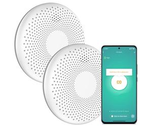 Aroha Smart Connect Détecteur Combiné avec Fumée & Monoxyde de Carbone Connecte - Batterie 10 Ans - Alarme Incendie & CO, Tuya, Smartlife - 2 pièces