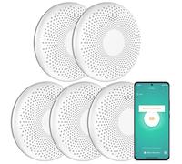 Aroha Smart Connect Détecteur Fumée & CO Connecté - Batterie 10 Ans - App Tuya & Smart Life - Lot de 5