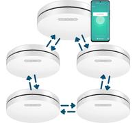 Aroha Smart Connect & Link Détecteur de Fumée Interconnecté WiFi - Batterie de 10 Ans - Alarme Incendie Connecté Avec Smart Life & Tuya - 5 pièces