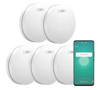 Aroha Smart Connect WiFi Intelligent Détecteur de Fumée - Batterie 10 Ans - App Tuya & Smart Life - Lot de 5