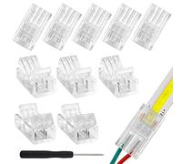 Aroidful 10pcs connecteurs LED COB 2pin 8mm pour connecter les fils et les bandes LED COB 12V 24V (Avec tournevis)
