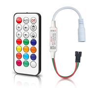Aroidful Contrôleur LED RGB sans Fil RF avec télécommande, 5V / 12V / 24V | Mini contrôleur LED adressable pour panneau lumineux WS2812B WS2811 DreamColor Pixel Bande lumineuse 3 pin Connecteur 21 Keys