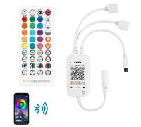 Aroidful Contrôleur Musical LED RGB Bluetooth et Télécommande IR 40 Touches, Contrôleur RGB Synchronisé avec La Musique 2 ports 4 Broches DC 5-24V pour Bande LED SMD 5050 3528