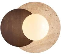 AroimRex Applique Murale en marbre luminaire de Salle de Bain Lampe Murale sur Miroir Applique Murale en Pierre Applique Murale Vintage avec Abat Jour en Bois et Pierre pour Porche Atelier Cuisine