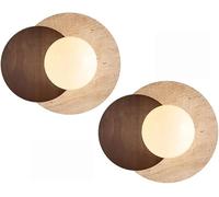 AroimRex Applique Murale en marbre luminaire de Salle de Bain Lampe Murale sur Miroir Applique Murale en Pierre Applique Murale Vintage avec Abat Jour en Bois et Pierre pour Porche Atelier Cuisine