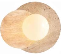 AroimRex Applique Murale en marbre luminaire de Salle de Bain Lampe Murale sur Miroir Applique Murale en Pierre Applique Murale Vintage avec Abat Jour en Bois et Pierre pour Porche Atelier Cuisine