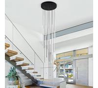 AroimRex Lustre LED à intensité Variable adapté au Plafond de l'entrée du Hall d'entrée Haut Plafond Salon Long Tube Lampe Suspendue éclairage Noir réglable en Hauteur éclairage Moderne et élégant