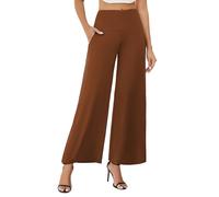Arolina Pantalon de détente Palazzo extensible à jambe large pour femme, marron, XL