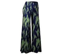 Arolina Pantalon de détente Palazzo extensible pour femme, pantalon décontracté confortable taille haute, Bleu-vert., Taille 3XL