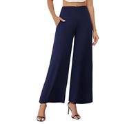 Arolina Pantalon palazzo extensible à jambe large pour femme avec poches décontracté et confortable taille haute pour femme, Bleu 01., Taille XL