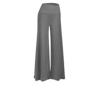 Arolina Pantalon Palazzo extensible à jambe large pour femme, décontracté, confortable, taille haute élastique, Gris foncé, Taille XL