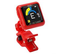 Aroma AT102 Accordeur numérique rechargeable idéal pour guitares chromatiques, basses, ukulélés, violons avec câble USB Rouge