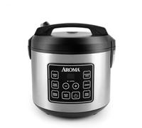 AROMA Cuiseur à riz numérique pour 20 tasses (ébullition)/10 tasses (sans ébullition), multicuiseur, mijoteuse, cuiseur vapeur, riz flash, garde au chaud, technologie Sensor Logic, extérieur en acier
