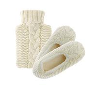 Aroma Home Shoes Femme Hot Water Bottle & Slipper Pantoufles, Beige/crème, Medium