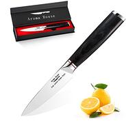 Aroma House Couteau d'office Petit 10cm Lame forgée très tranchante Manche ergonomique en bois Acier inoxydable allemand