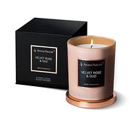 Aroma Naturals Bougies parfumées en cire de soja naturelle - Durée de combustion : 35 heures - Cadeau de décoration d'intérieur - 215 g - Rose velours et oud
