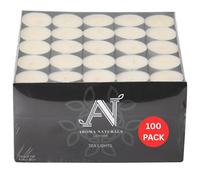 Aroma Naturals London Lot de 100 bougies chauffe-plat non parfumées 8 heures | Longue combustion quotidienne | Taille D 3,72 x H 2,5 cm | Cire blanche et tasses en aluminium | Sachet de 100 bougies