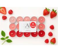 Aroma Naturals London Lot de 30 bougies chauffe-plat parfumées | 4 heures de combustion | Taille standard D 3,77 x H 1,45 cm | Cire colorée trois tons et tasses en aluminium | Lot de 30 bougies