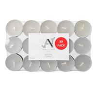 Aroma Naturals London Lot de 30 bougies chauffe-plat parfumées | 4 heures de combustion | Taille standard D 3,77 x H 1,45 cm | Cire colorée trois tons et tasses en aluminium | Lot de 30 bougies