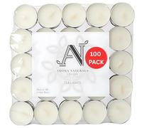 Aroma Naturals London Lot de 50 bougies chauffe-plat non parfumées | Durée de combustion lente de 4 heures | Taille standard 3,8 x 1,45 cm | Bougie en cire blanche | Bougies chauffe-plat en aluminium