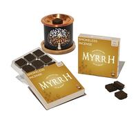 Aromafume Commiphora Briques d'encens Myrrha et brûleur exotique Arbre de vie | 2 plateaux x 9 briques | Encens naturel Commiphora Myrrha d'Afrique de l'Est | Faible fumée et non toxique