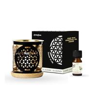 Aromafume Flower of Life Brûleur d'huiles essentielles | Diffuseur d'huile avec bougie | Laiton | Utilisation pour l'aromathérapie, le yoga, la méditation, le parfum d'intérieur | avec huile surprise