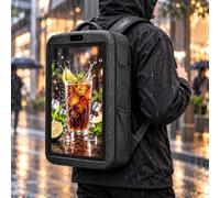 aromaoveite Dos Publicitaire Portable avec Écran HD 21,5" De Marque | Écran Hd 21,5" Avec Wi-Fi/Usb/Hdmi, Lecture Intelligente, Design Étanche Ip65 Pour Événements, Marketing Et Pubs Mobiles