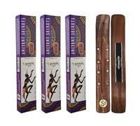 Aromasenses | 3 Étuis d'Encens Lavande et Copal Vijayshree Golden Ancient Secrets Masala + 1 Brûleur d'Encens Aromasenses - Naturel | 15 g x 3 Étuis = 45 g | Relaxation | Méditation | Yoga