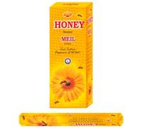 AROMASENSES | Encens au Miel Sac | Pack d'Encens, Boîte de 6 Tubes Hexagonales avec 20 Bâtonnets d'Encens | Notes Sucrées Intenses et Nectar Floral - Sensation de Bien-Être | Encens de l'Inde