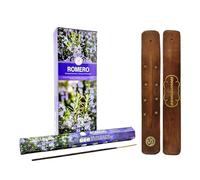 Aromasenses | Encens Goloka Romarin + 1 Porte-encens Aromasenses | 6 Tubes hexagonaux de 20 Bâtons = 120 Bâtons d’Encens | Nettoyage Spirituel | Nettoyage Énergétique | Protection | Guérison |