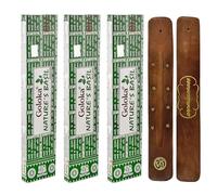 Aromasenses | Encens Nature's Basil Goloka | Pack de 3 Boîtes (15 g chacune) + Plaque Porte-Encens Aromasenses | Encens Artisanal pour Méditation, Aromathérapie et Relaxation | Sans Produits Chimiques