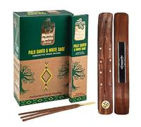 Aromasenses - Encens Palo Santo et Sauge Blanche Naturel Fait Main Mystic Spirits - Boîte Complète avec 12 Paquets de 8 Bâtonnets Chacun + 1 Support Aromasenses (Palo Santo et Sauge Blanche)