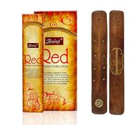 AROMASENSES | Lot de 12 Boîtes d’Encens à la Red de Balaji Masala + Porte-Encens Aromasenses Offert | Purification Naturelle | 15 g x 12 = 180 g | Méditation | Relaxation | Rituel