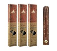 Aromasenses - Lot de 3 boîtes d'encens parfum nature Frankincense - 100 % naturel - Fait à la main - 1 heure de durée par bâton - Relaxation méditation Yoga + 1 tablette Aromasenses (3, Frankincense)