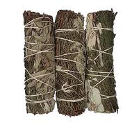 Aromasenses. - Lot de 3 unités liées naturelles sauge blanche + cèdre - Nettoyage et harmonie des pièces | 3 cm de large x 10 cm de long (sauge blanche + cèdre)