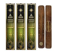 Aromasenses | Pack de 3 Encens Aventurine + 1 Porte-Encens Aromasenses | Pierres Ésotériques 3 × 20 g = 60 g d’Encens + 1 Boîte avec Pierres d’Aventurine | Énergie | Purification | Nettoyage Spirituel