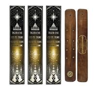 Aromasenses | Pack de 3 Encens Œil de Tigre + 1 Porte-Encens Aromasenses | Pierres Ésotériques 3 × 20 g = 60 g d’Encens + 1 Boîte avec Pierres d’Œil de Tigre | Énergie | Purification